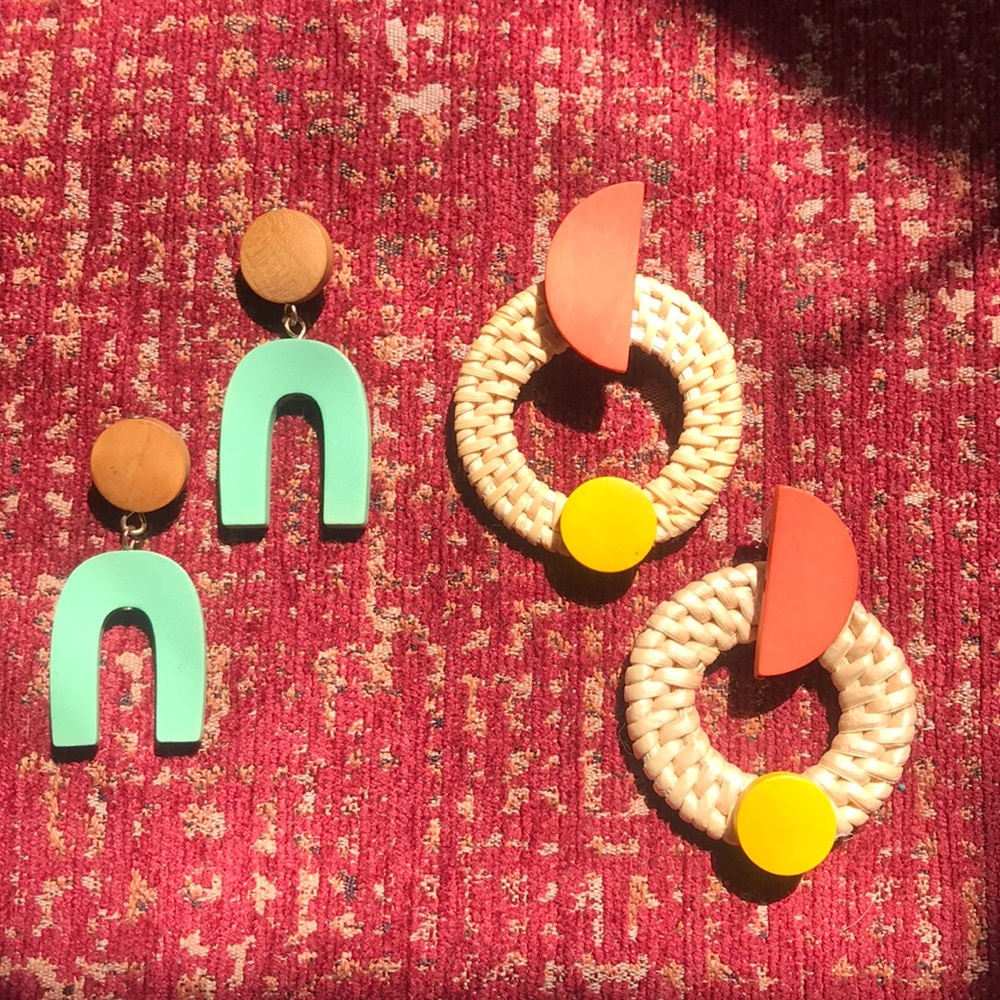 Earring combo - wood / rattan